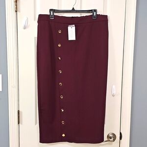 Eloquii Burgundy Pencil Skirt Elegant Wear Career Office Wear Minimlist